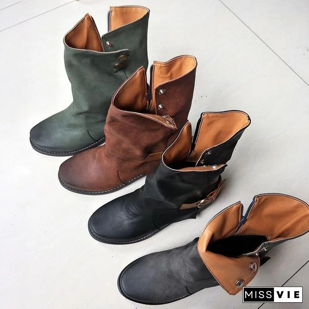 Casual Classic Comfy Zipper Booties