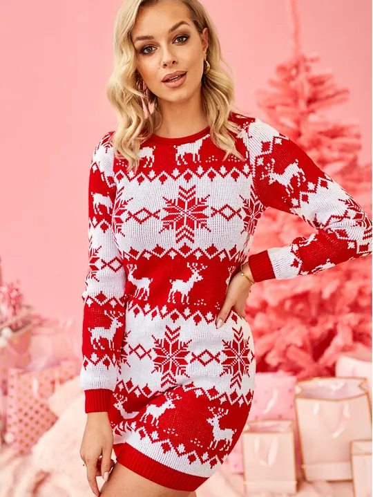 chinese dress ladies Long Sleeve Jumper Dress