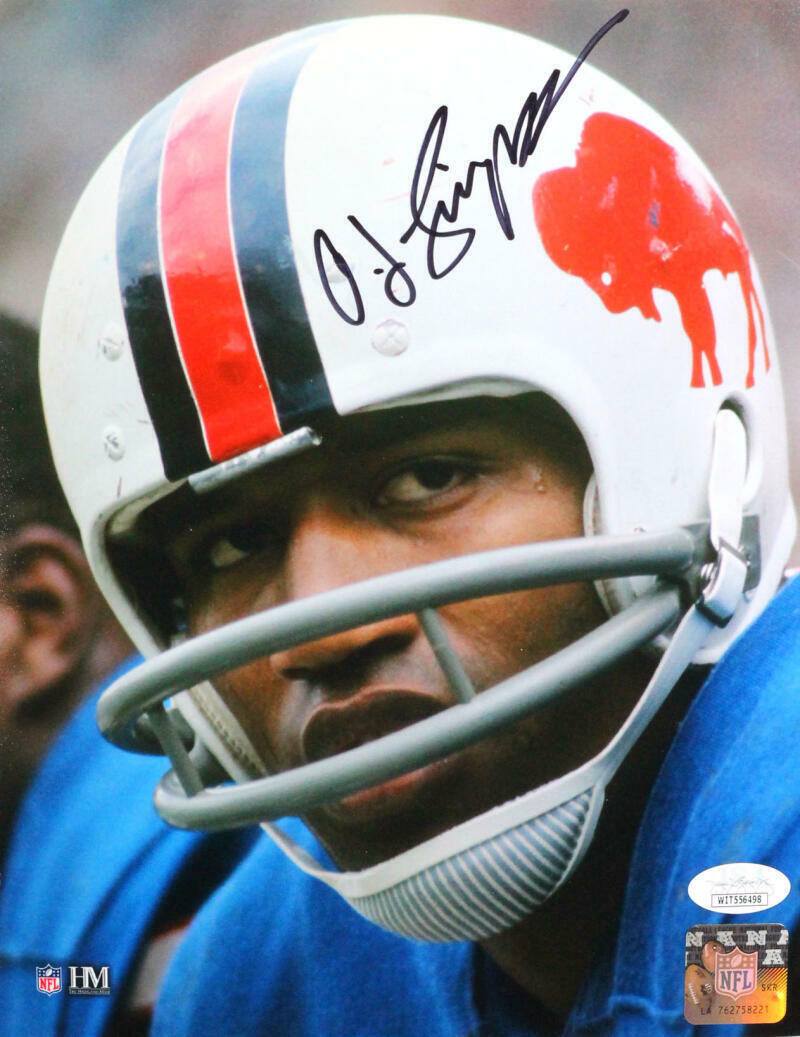 OJ Simpson Autographed Buffalo Bills Close Up 8x10 HM Photo Poster painting- JSA W *Black