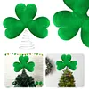 St Patricks Day Tree Topper Green Plush Shamrock with Metal Base for Decor Gift