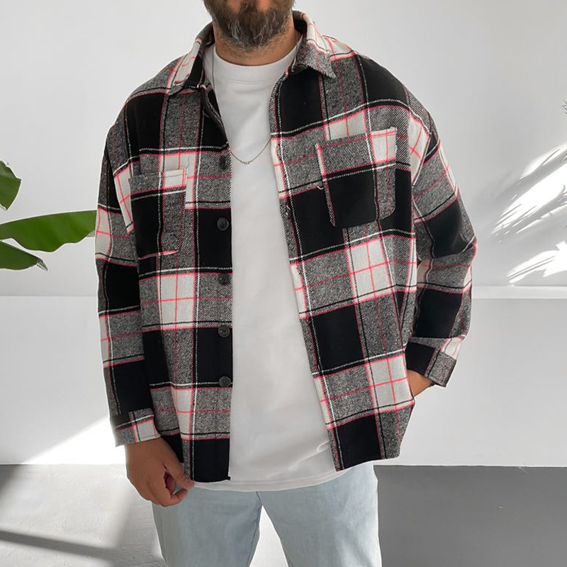 Fall And Winter Men's Casual Check Pattern Jacket