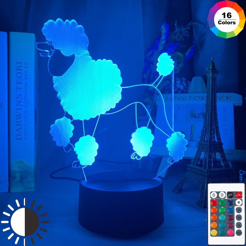 

Dog Poodle - LED Night Light, 16 color with remote, 501 Original