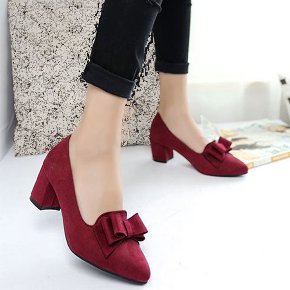 2020 Women 's Shoes Suede Thick High Heels Fashion Casual Pointed Toe Shoes Women Shoes Heel Slippers Summer Pumps Women Shoes