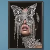 Crystal Butterfly Fringe Mask Special Shaped 5D DIY Partial Drill Diamonds Dots Gem Art Kits 11.81x15.75Inch Diamond Dots Paintings Diamonds Paintings Gem Art for Adults Beginners Home Decor