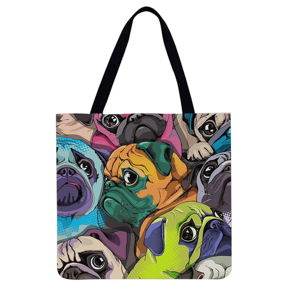 Linen Tote Bag -  Pug