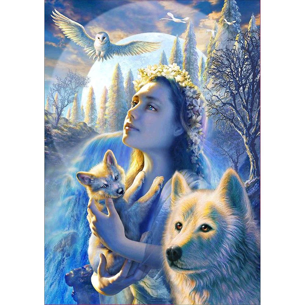 

30*40CM - Beauty Wolfs - Round Drill Diamond Painting, 501 Original