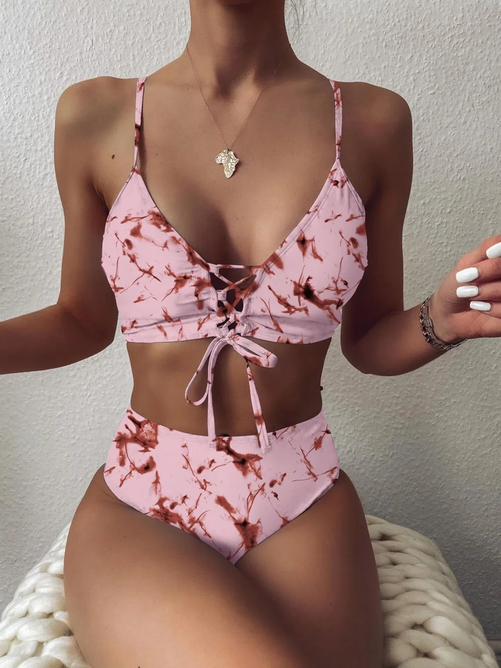Sexy Tie-dye High Waist Bikinis Women's Swimwear 2021 New Swimsuit Woman Bathing Suit  Push Up Swimsuits Swim Wear