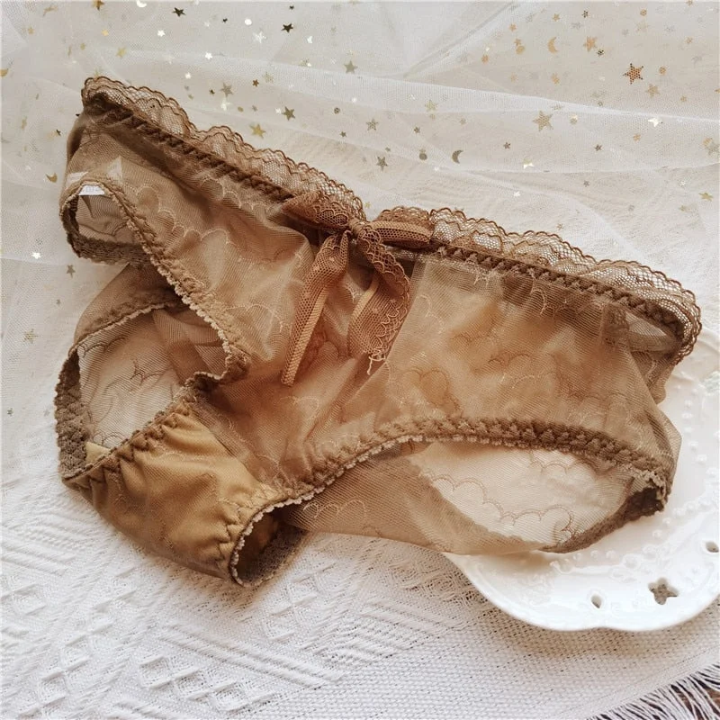French Sexy Panties Women's Cotton Underwear Fashion Bow Underpants Low Waist Seamless Panties Girl Mesh Briefs Female Lingerie