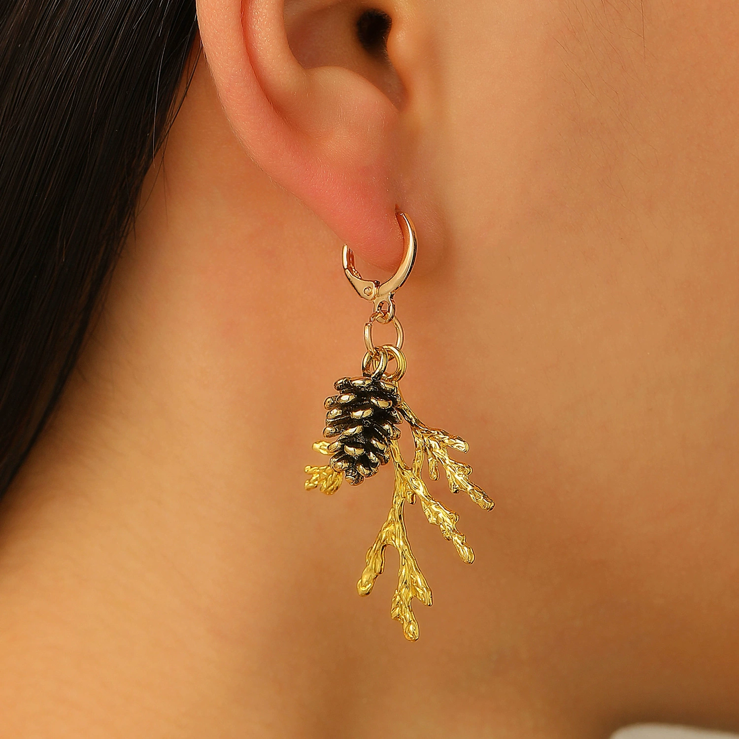 Twig and Pinecone Earrings