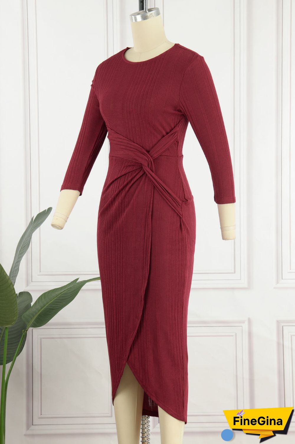 Grey Casual Solid Patchwork Asymmetrical O Neck Straight Dresses