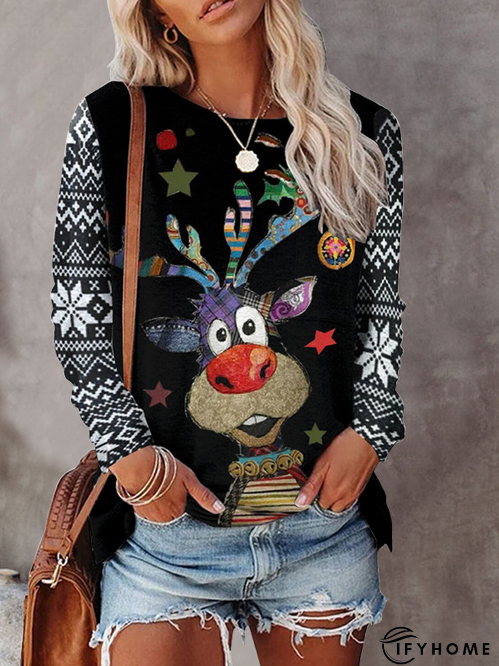 Loosen Christmas Snowman Cotton Blends T-shirt Xmas T-shirt | IFYHOME