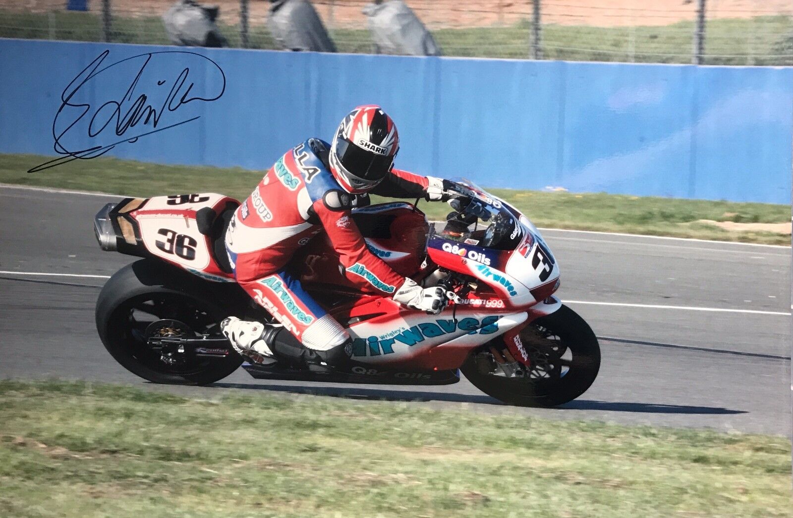 Gregorio Lavilla Hand Signed Airwaves Ducati 18x12 Photo Poster painting BSB.