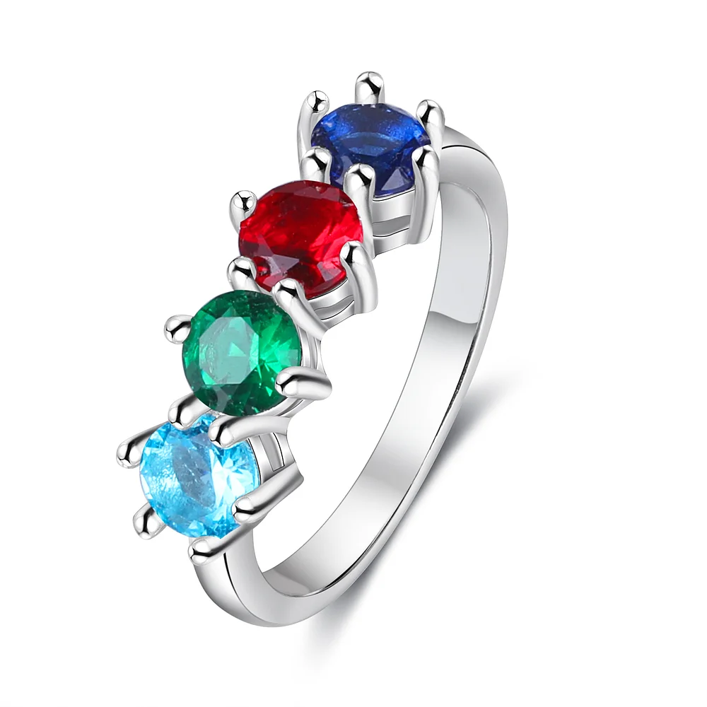 Eleganter Geburtssteinring • Mit 4 Geburtssteinen • Familiengeburtssteinring • Personalisierter Geburtssteinring • Muttertagsgeschenk b4 Kettenmachen