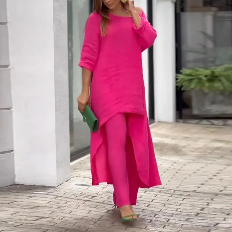 Uveng Uveng Women's New Ins Fashion Solid Color Wide Leg Pants Winter Wear Women's A Set Of 661
