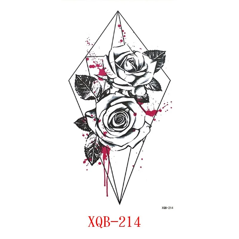 Sdrawing Flower Fake Tattoo Sticker for Women Birds Peony Temporary Tattoos DIY Water Transfer Tatoos Girls Tattoo for Men Sleeve