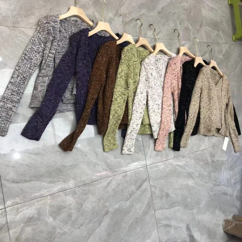 Uveng Uveng New Retro Color Yarn Sweater Coat Women Loose Knitted Slings Two Sets