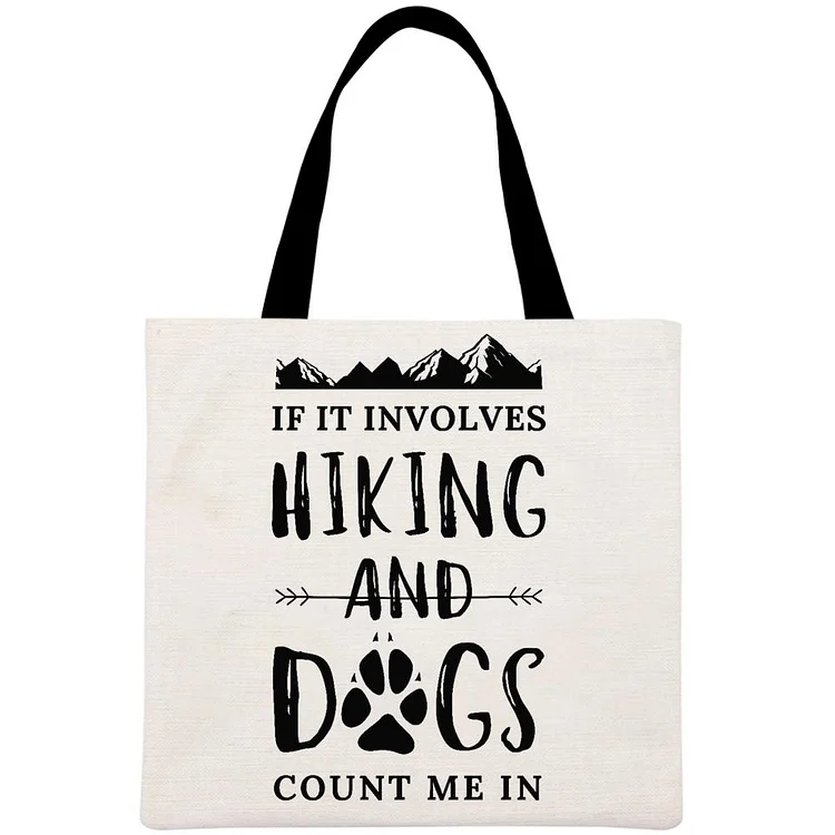 I d Rather Be Hiking With My Dog Printed Linen Bag-Annaletters