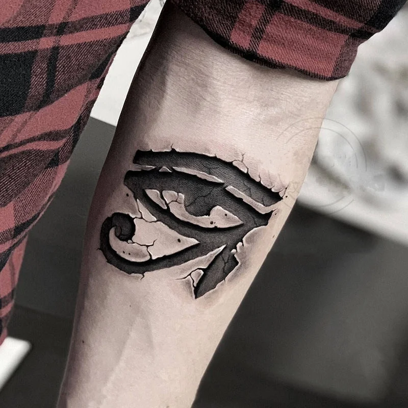 Black The Eye Of God Temporary Tattoos For Men Women Hands Arm Body Art Waterproof Fake Tatoo Stickers Cool Flash Decals Tattos
