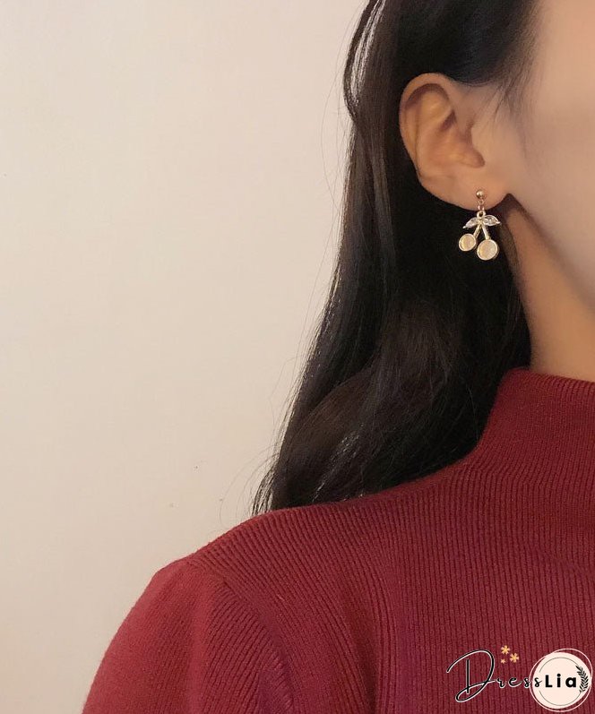Modern Gold Sterling Silver Alloy Zircon Cat's Eye Drop Earrings