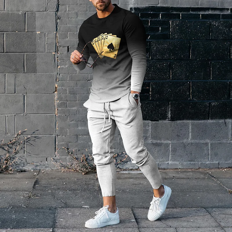 Golden Poker Gradient T-Shirt And Pants Co-Ord