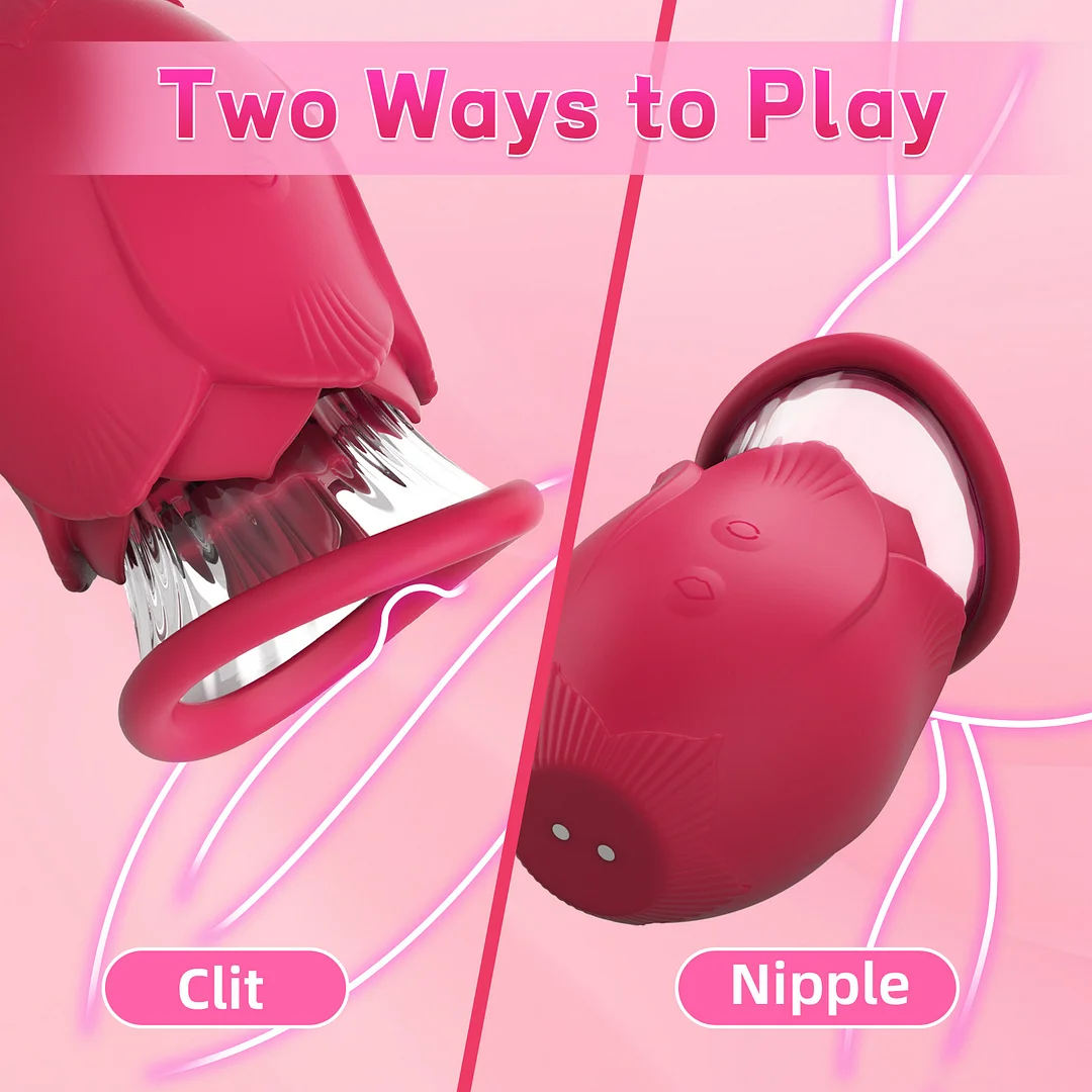 2025 Upgraded 2-in-1 Rotating Rose Clitoral Sucking Vibrator Nipple Sex Toy