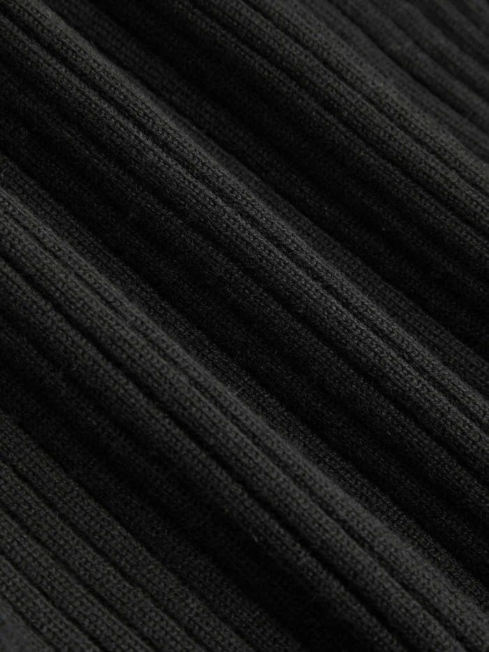 Nigikala Nigikala Retro-Collending Lotus Leaf-Side Elegant Knitted Dress Slimy Temperamental Dress