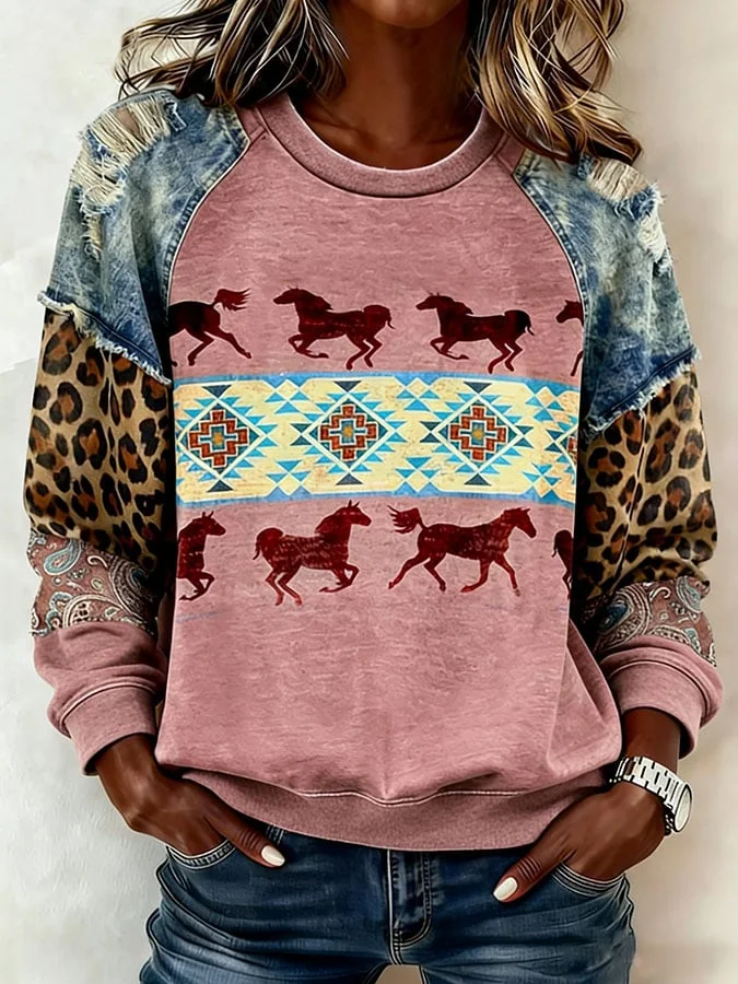 Women's Casual Print Long Sleeve Sweatshirt 