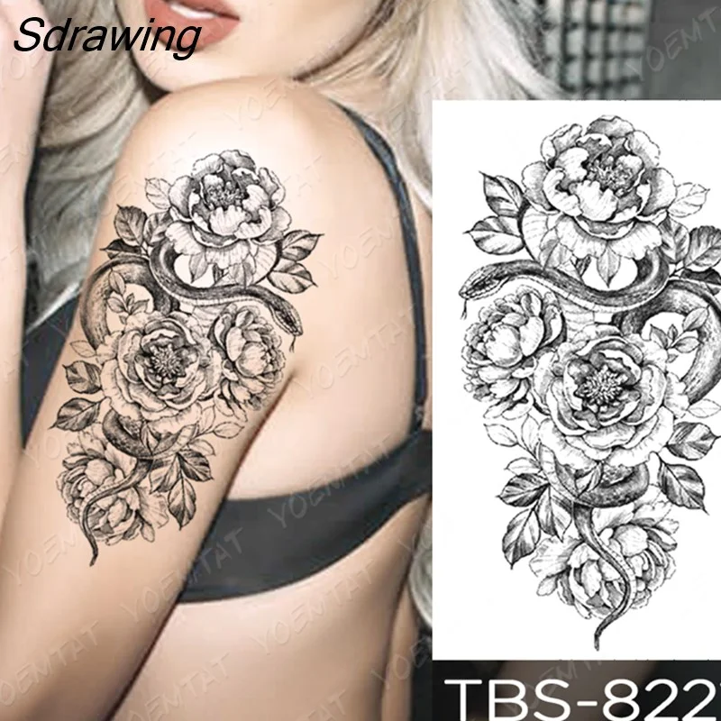 Sdrawing Temporary Tattoo Sticker forest eagle wolf butterfly Flash Tattoos Gothic Y2K Body Art Arm Fake Tatoo Men Women