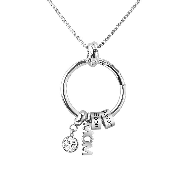 Best Mom Mother Gift -Necklace Pendant With Charms & Birthstones for Women