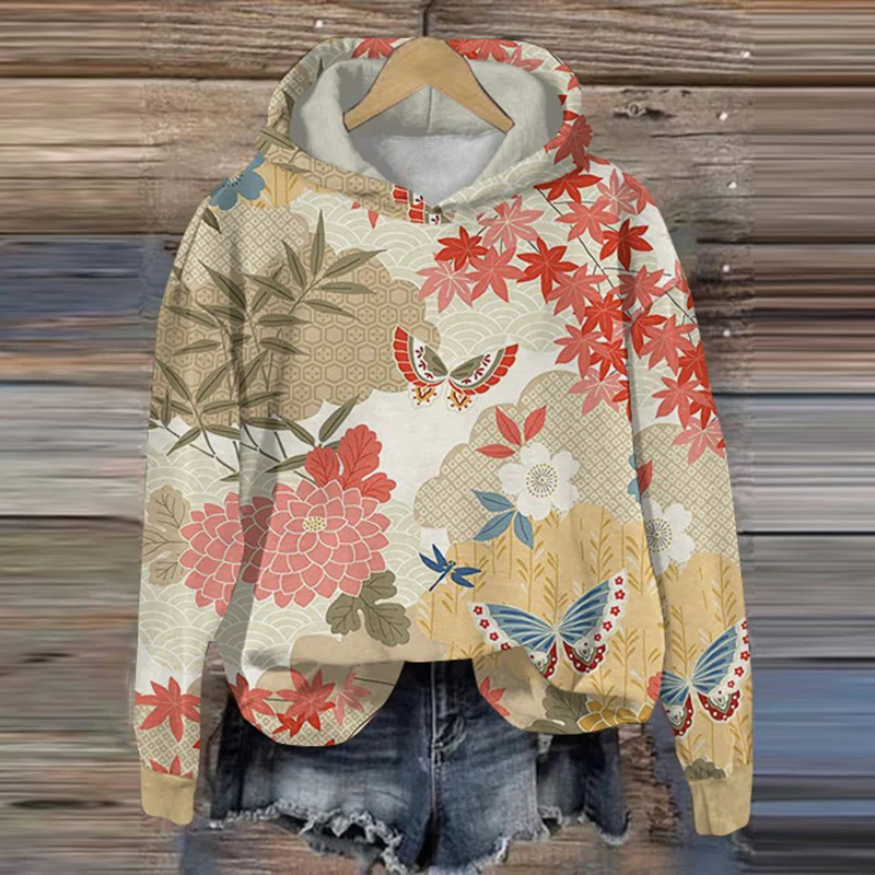 Japanese Art Print Casual Hoodie