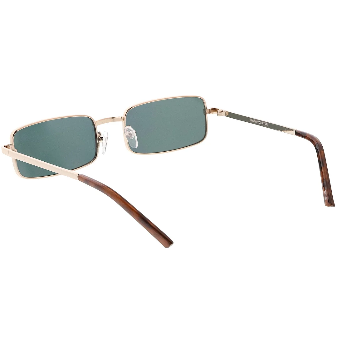 Classic Small Metal Rectangle glasses Color Mirrored Flat Lens 54mm