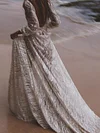 Shiny Spangle And Backless Long Sleeves Maxi Dresses