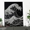 (30x40cm)Waves DIY Pearl Painting Framed Grape Handmade Pearl Material Art Kit Living Room Decor