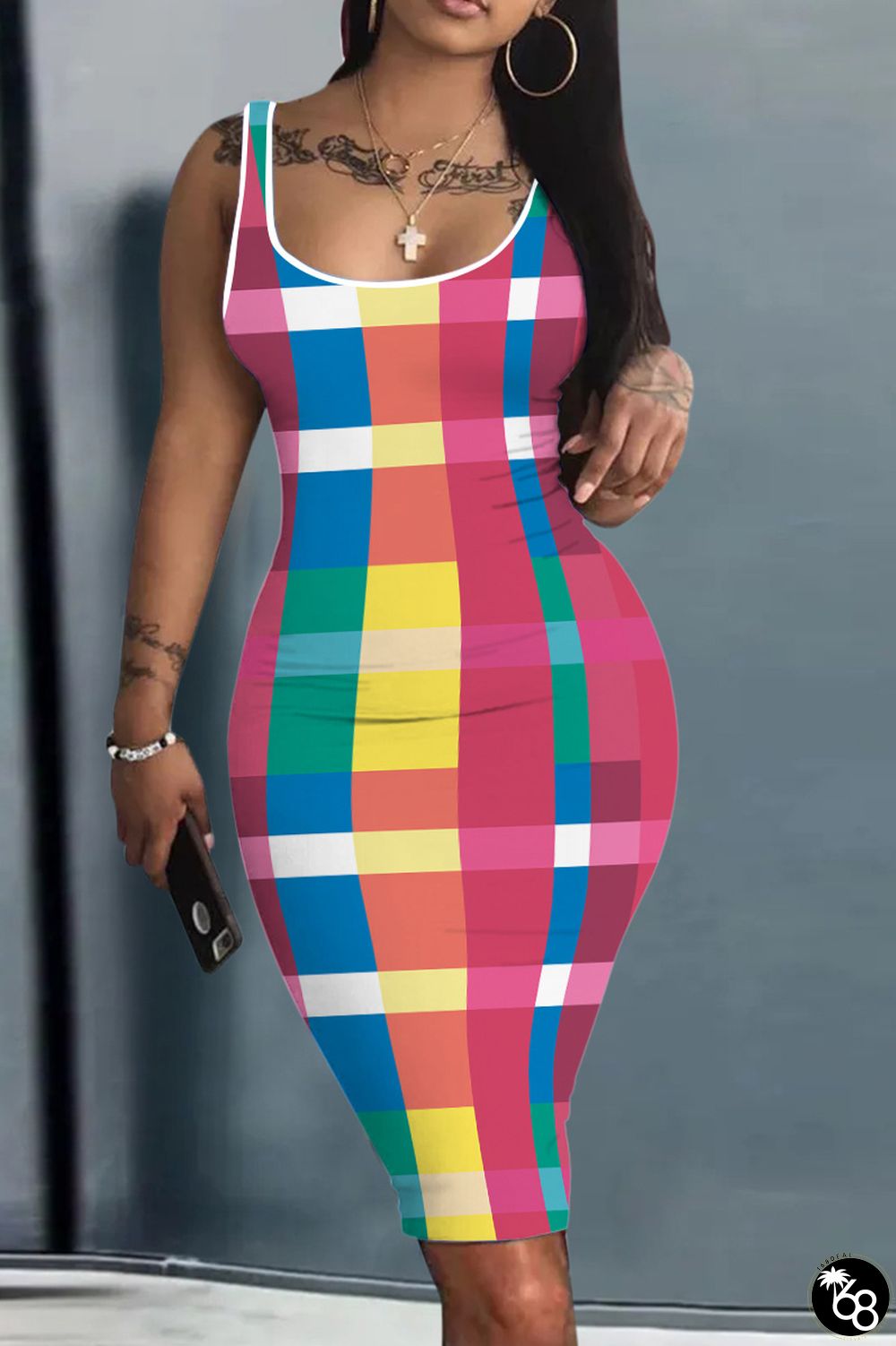 Casual Print Basic U Neck Vest Dresses | 168DEAL