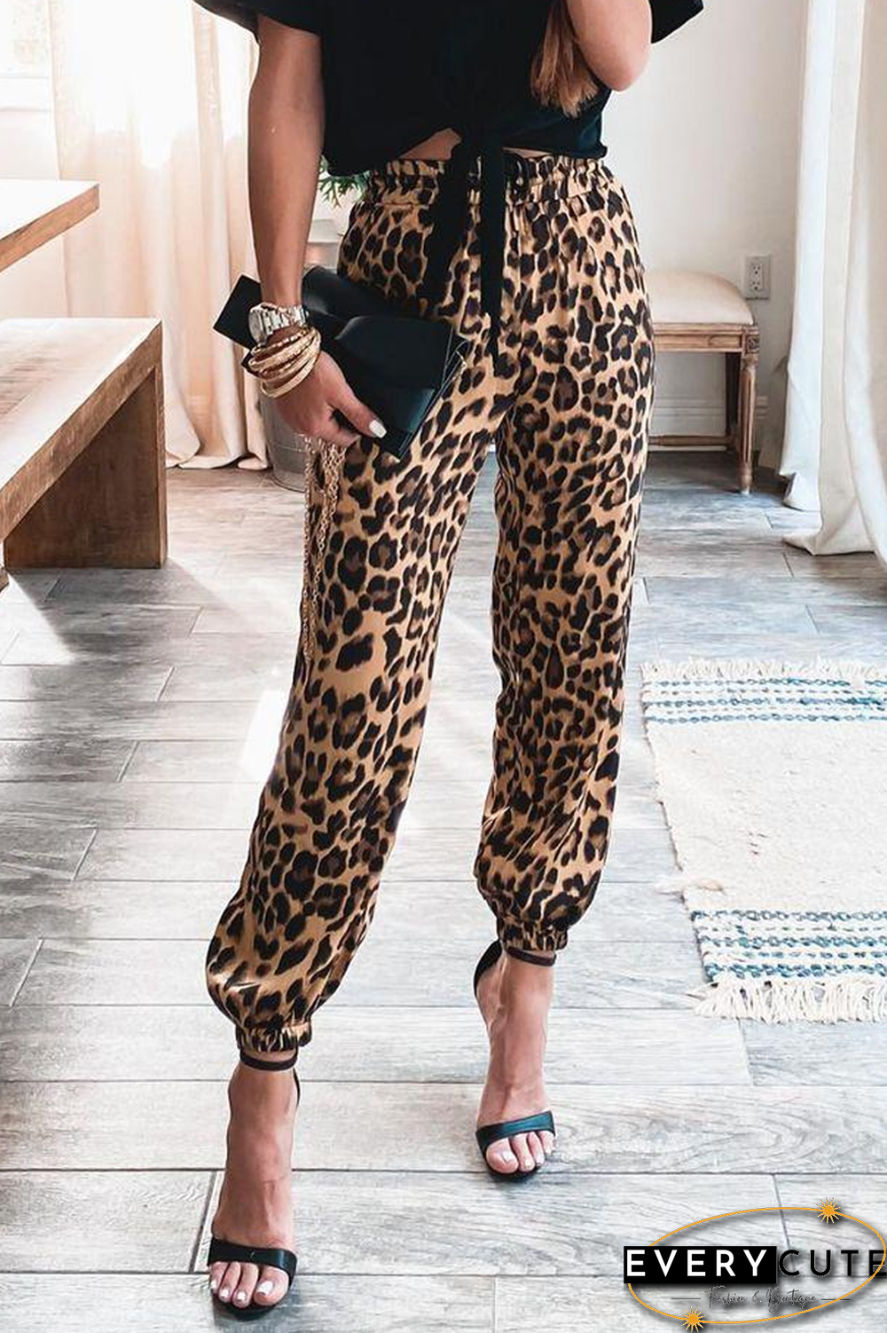 KarliDress If I Could Escape Leopard Pants P12591