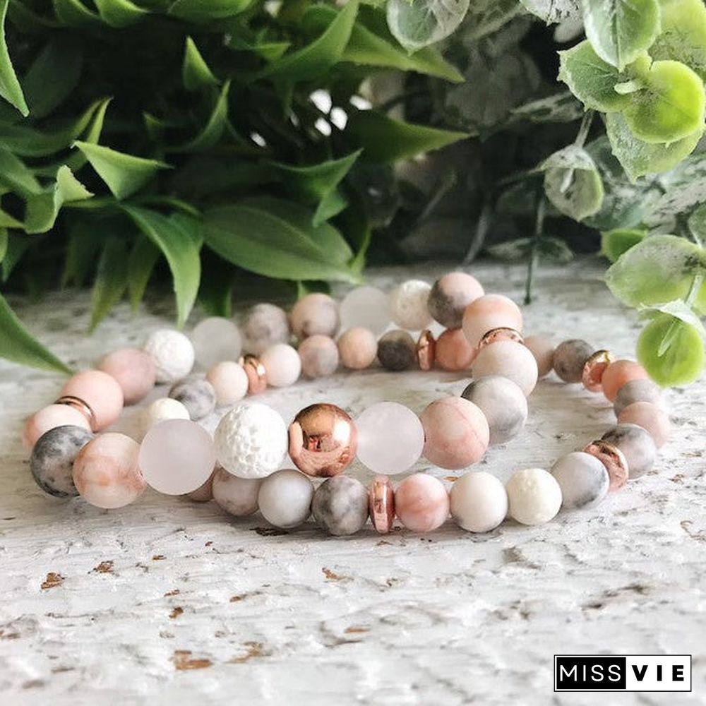 PINK ZEBRA JASPER BRACELET