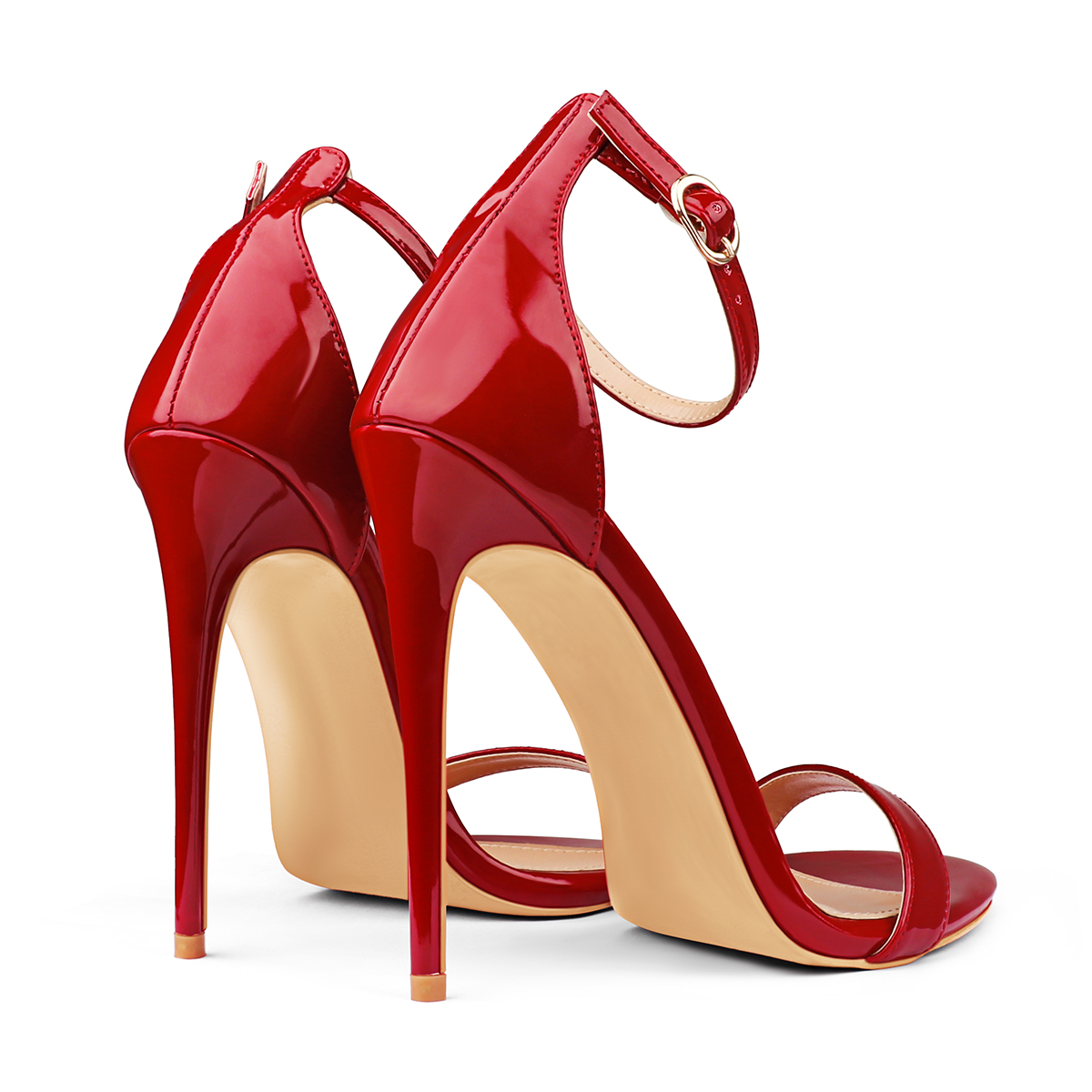 120mm Women's Pointed Toe Open Toe Ankle Strap Sandals Pumps Shoes-MERUMOTE