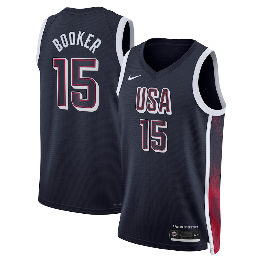 2024 Paris Olympic Games USA Dream Team #15 Devin Booker Hot Pressed Jersey mysite