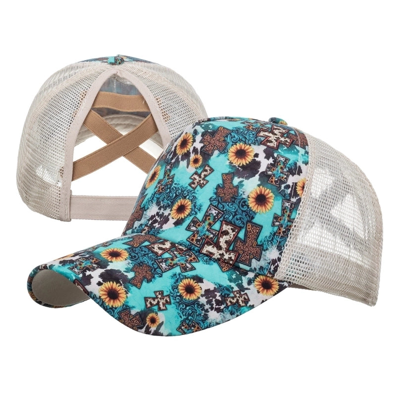 Women’s Fashion Color Block Flower Leopard Baseball Cap