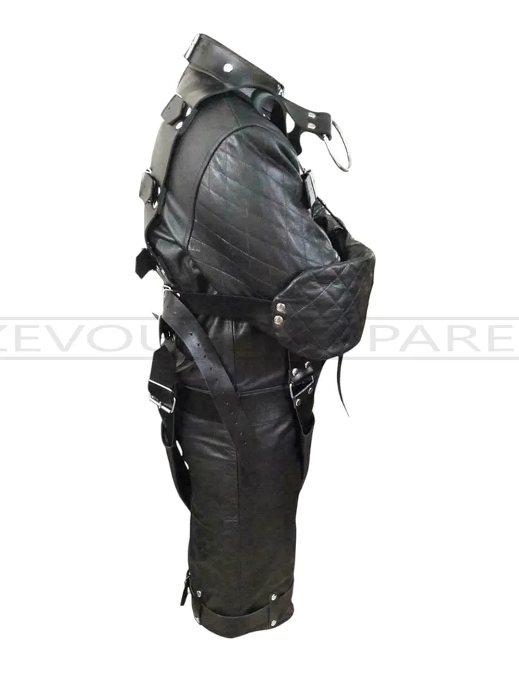 pornhint Pornhint Black Leather Full Body Bondage Harness BDSM Strait Jacket with D-Rings - Adjustable Restraint Lingerie Gothic Body Harness Adult Costume bdsm outfit men