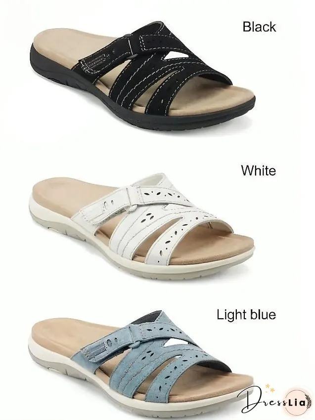 Women's Sandals Slippers Boho Bohemia Beach Flat Sandals Outdoor Slippers Daily Beach Wedge Heel Classic Casual Pu