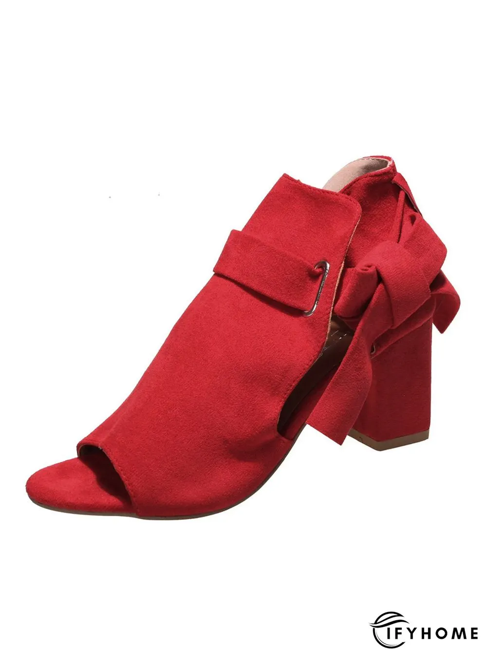 Women's Bow Decor Peep-Toe Chunky Heel Sandals Bootie | IFYHOME