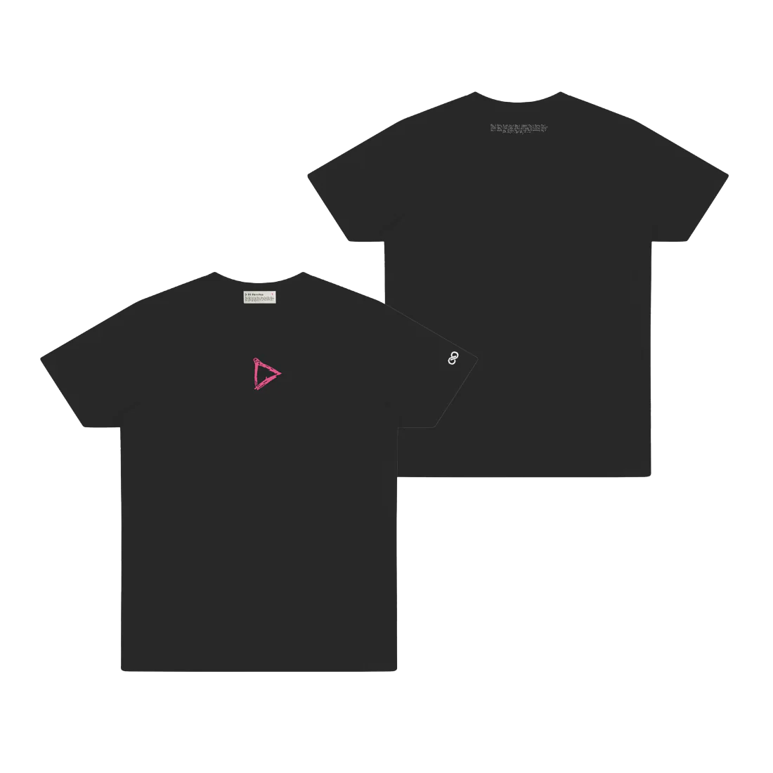 "Brand Name black graphic t shirt with album logo on chest"