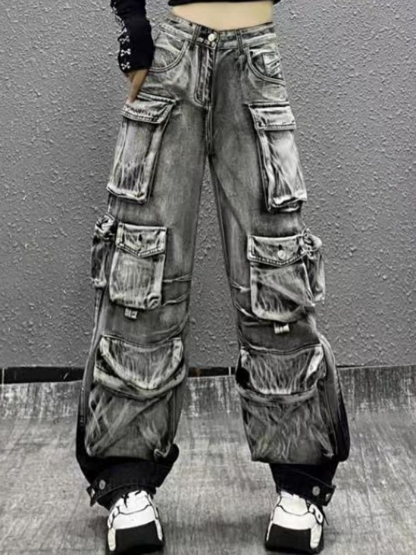 Vintage Washed Color Cargo Pants