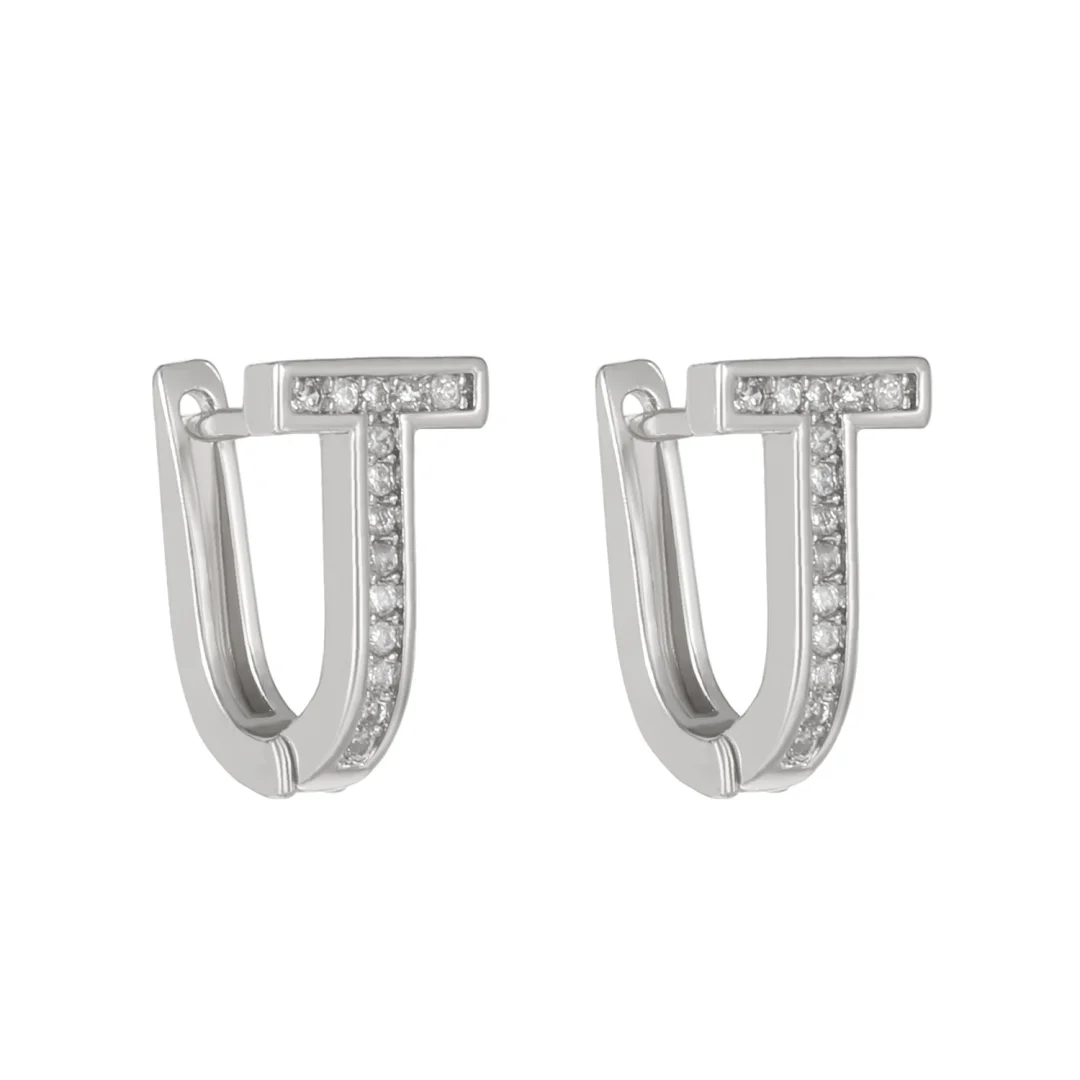 U-shaped Zirconia Stud Earrings Gold-Plated Earrings