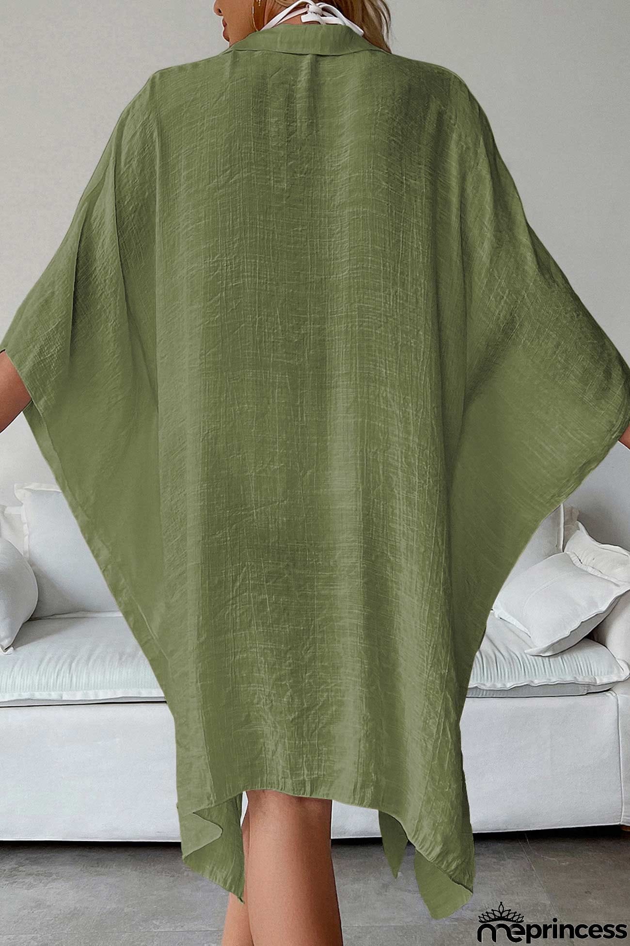 Solid Color Button Down Cover-up Shirt Dress