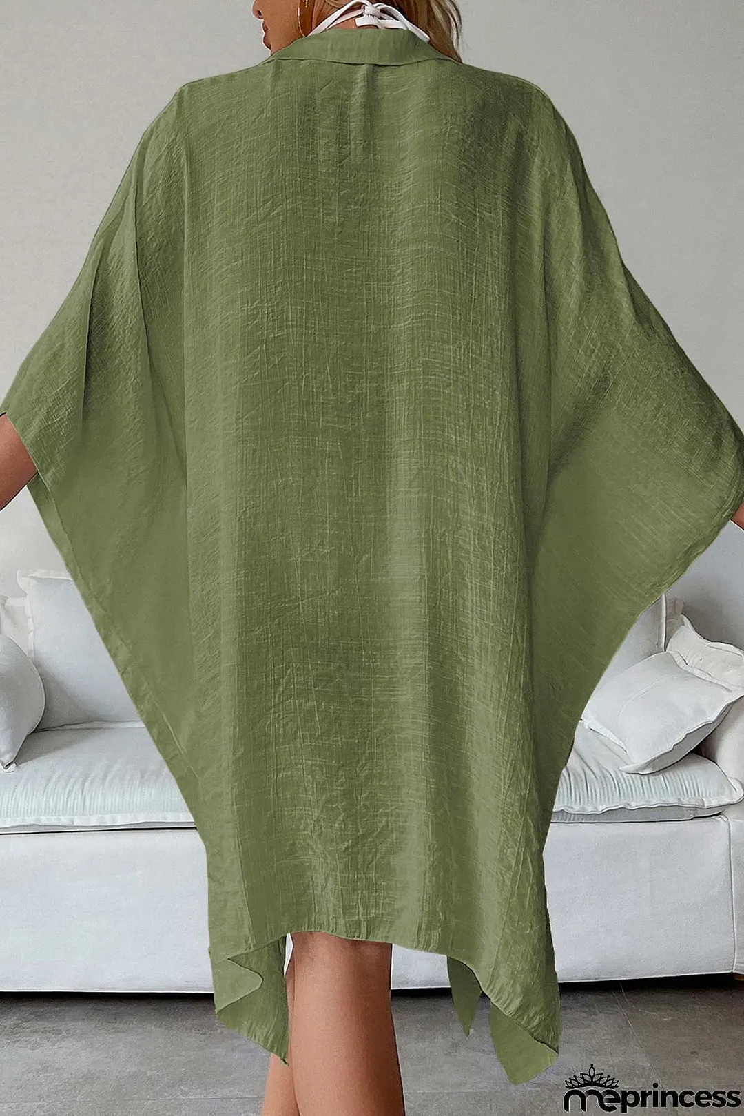 Solid Color Button Down Cover-up Shirt Dress