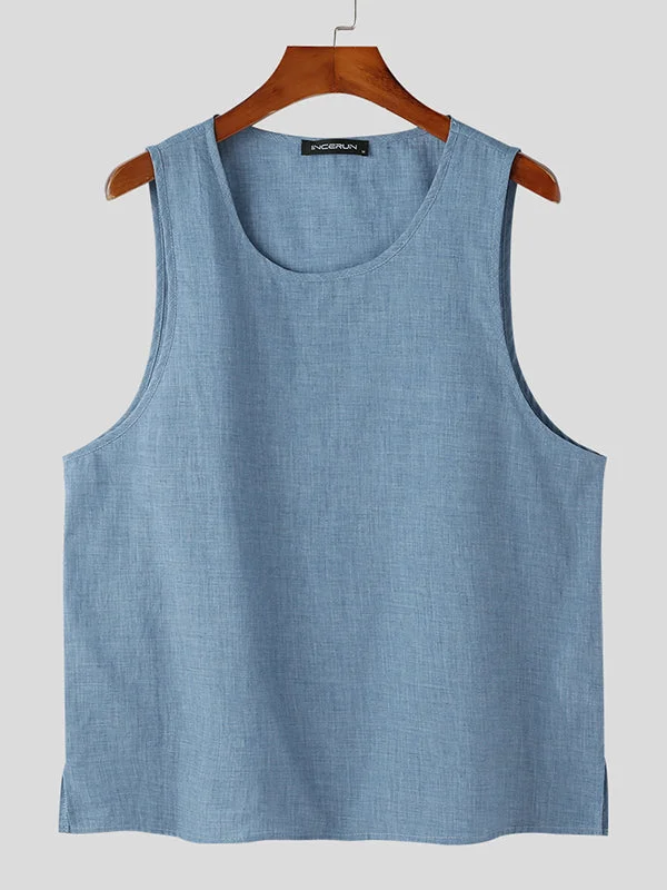 Aonga - Mens Solid Crew Neck Casual Sleeveless Vest25690