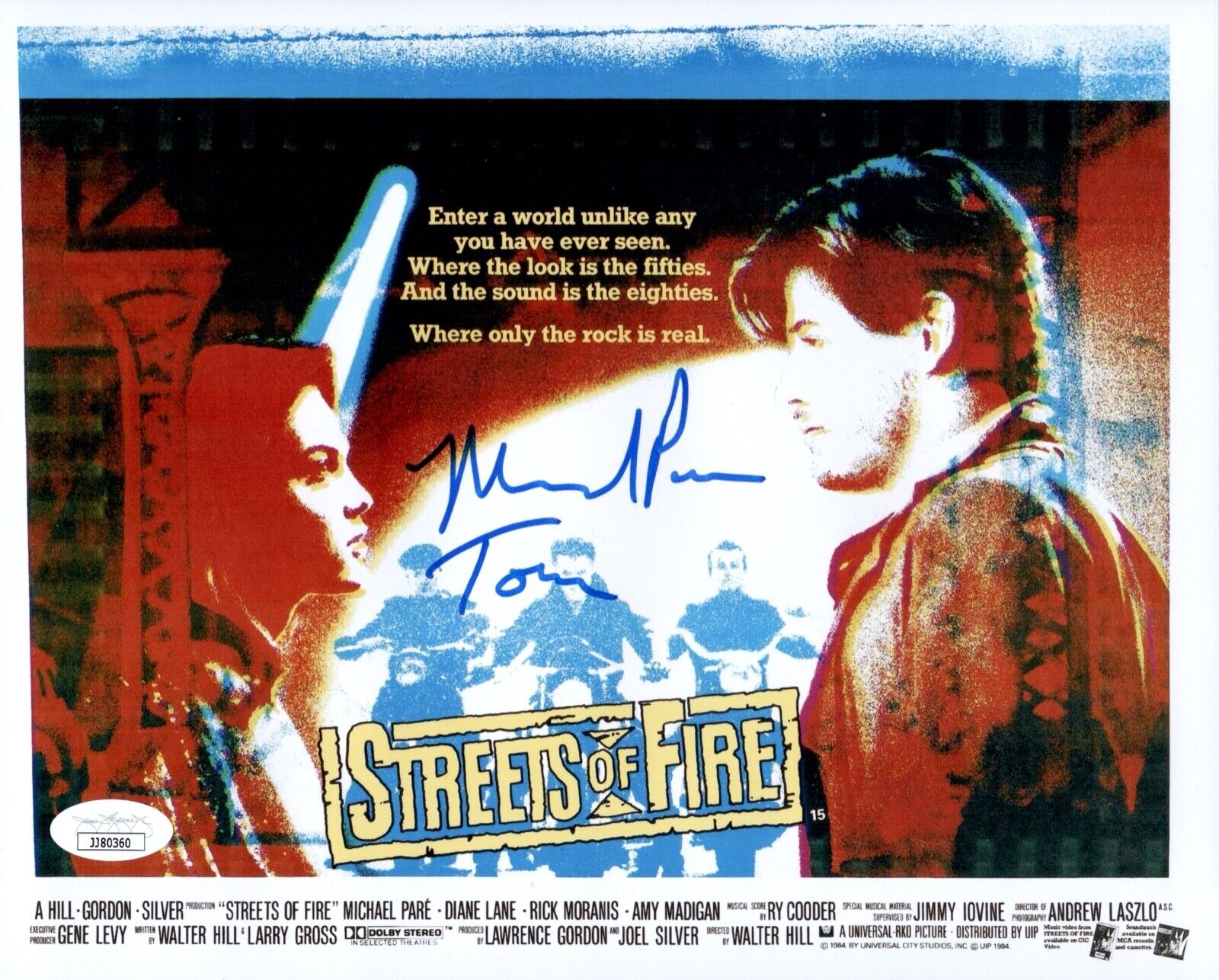 MICHAEL PARé Signed 8x10 STREETS OF FIRE Photo Poster painting PARE Autograph JSA COA Cert