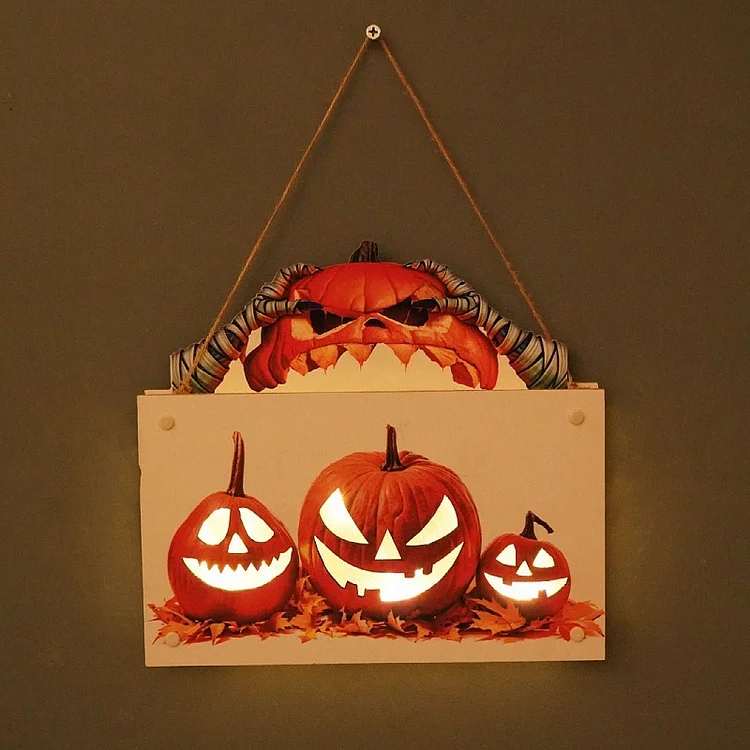 Halloween Door Sign LED Pumpkin Night Light Halloween Home Decoration